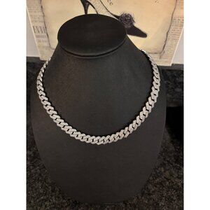 Brooklyn Exchange Mens Cubic Zirconia Stainless Steel Cuban Link Chain Necklace